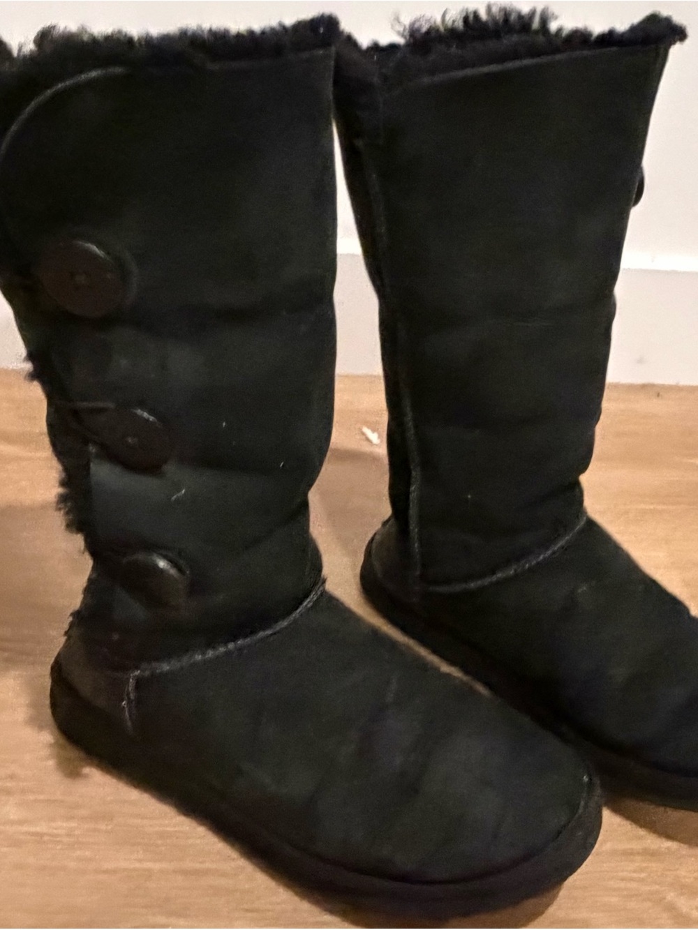 UGG Black Tall Button Shearling Boots